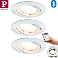 Paulmann 3x SmartHome Bluetooth Goal Einbauleuchten Set LED 3x5,8W dimmbar schwenkbar 230/24V 51mm Weiß m/Alu Zink