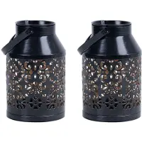 Etc-shop 2x LED Solarleuchte, schwarz, Pflanzgefäß, H 16 cm