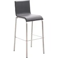 DELUKE Barhocker KELAN - Kunstleder Grau 43x51x103 cm Silber | Barstuhl Mit Lehne Tresenhocker Tresenstuhl Kneipenhocker Kneipenstuhl