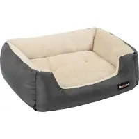 Feandrea Hundebett, Hundekorb mit Wendekissen, 65 x 55 x 20 cm, grau PGW003G01