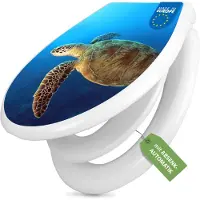 Banjado Familien WC Sitz weiß mit Kindersitz und Absenkautomatik und Motiv Wasserschildkröte [TDWK 10492]