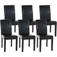 CLP 6er Set Esszimmerstuhl Ina Kunstleder mit Holzgestell braun Gestell Farbe dunkelbraun