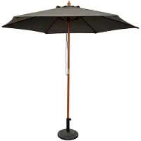 Mojawo XL Holz Sonnenschirm Marktschirm Gartenschirm Holzgestell Grau Ø3m