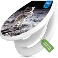 Banjado Familien WC Sitz weiß mit Kindersitz und Absenkautomatik und Motiv Astronaut [TDWK 10453]