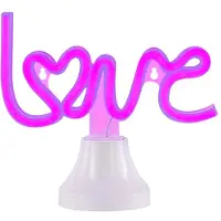 Etc-shop LED Tischleuchte, Neon, Love, pink, USB, L 24 cm