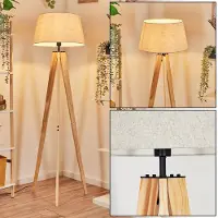 Hofstein Schiavonea Stehlampe aus Holz/Stoff in Naturfarben/Beige