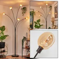 Hofstein Suio Stehlampe aus Metall in Schwarz/Chrom/Bernstein, Retro/Vintage-Design