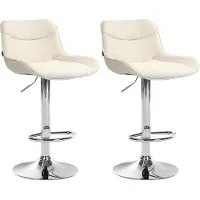 CLP 2er Set Barhocker Vonore Stoff höhenverstellbar und 360 Grad drehbar creme Gestell Farbe chrom