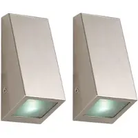 Etc-shop 2er Set RGB LED Down Wandleuchte, Edelstahl, App- und Sprachsteuerung