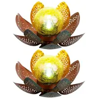 Globo 2x LED Solarleuchte, Lotusblume, grün, gold