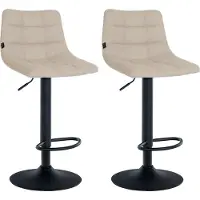 CLP 2er Set Barhocker Jerry Stoff höhenverstellbar und 360 drehbar creme Gestell Farbe schwarz