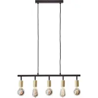 Brilliant Tiffany Balkenpendel, 5-flammig E27 Schwarz Matt Messing Gebürstet 99684/78