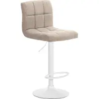 CLP Barhocker Calma Stoff 360 drehbar und höhenverstellbar | Farbe creme Gestell Farbe weiß