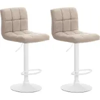 CLP 2er Set Barhocker Calma Stoff drehbar und höhenverstellbar creme Material Gestell Metall matt weiss