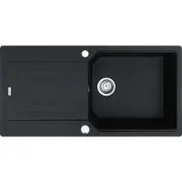 Franke Spüle URBAN UBG 611-100 in ONYX mit Excenterbedienung Drehknopf Edelstahl / Ausschnittmaß 980 x 480 mm / Granitspüle