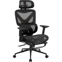 CLP Bürostuhl Reston I Ergonomischer Stuhl mit Fußstütze & flexibler Verstellbarkeit schwarz/schwarz