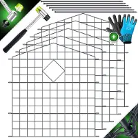 Kesser Teichzaun Gartenzaun Steckzaun Komplettset Metall Zaunelemente Inkl. Hammer + Befestigungsstäben, Zaun zum stecken für Garten, Oberbogen Rund Gitterzaun Set Freigehege für Hunde