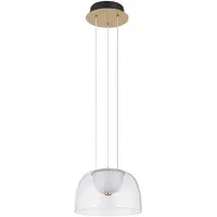 Globo LED Hängelampe, Glas, satiniert, messingfarben, H 120 cm