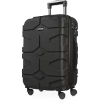 Hauptstadtkoffer - X-Kölln - Handgepäck-Koffer Trolley mit Dehnfalte 4 Rollen robuste Hartschale Reisekoffer erweiterbar, TSA-Schloss 50 L,Schwarz