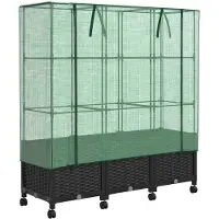 vidaXL Gartenplanter mit Gewächshausabdeckung und Rädern 3 Stk. PP