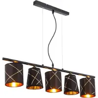 Globo Pendellampe, Metall, Textil, schwarz, goldfarben, L 90 cm