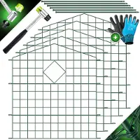 Kesser Teichzaun Gartenzaun Steckzaun Komplettset Metall, Oberbogen Rund, inkl. Hammer + Stäbe