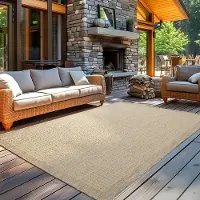 Carpetsale24 In & Outdoor Teppich Terrasse Balkon Küchenteppich Wetterfest Sisal Optik Flachgewebe Einfarbig mit Struktur, Grösse: 240x340 cm