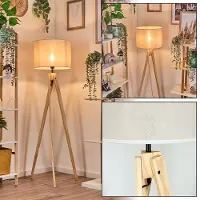 Hofstein Schiavonea Stehlampe aus Holz/Stoff in Naturfarben/Beige