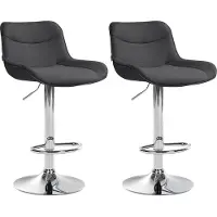 CLP 2er Set Barhocker Vonore Stoff höhenverstellbar und 360 Grad drehbar dunkelgrau Gestell Farbe chrom