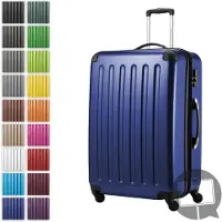 Hauptstadtkoffer Alex - Großer Hartschalen-Koffer für Aufgabegepäck mit Erweiterung Trolley Rollkoffer Check-In Reisekoffer XL 75 cm, 119 L, 4 Rollen, glänzend,Dunkelblau