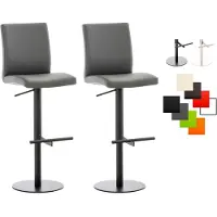 CLP 2er Set Barhocker Cadiz Kunstlederbezug drehbar und höhenverstellbar bis 240 kg grau Gestell Farbe schwarz