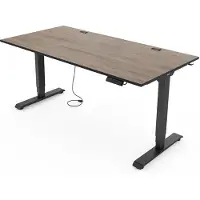Yaasa Desk Essential Höhenverstellbarer Schreibtisch Elektrisch 120 x 80 cm, Eiche Dunkel/Schwarz – 4 Speicherfunktionen, Höhenanzeige, Kollisionssensor und Kabelnetz