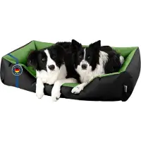 BedDog Hundebett LUPI waschbar,(XXL) ca. 120x85x23cm,GREEN-FIELD (schwarz/grün)