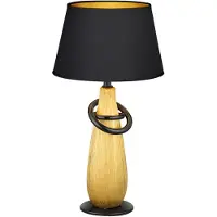Etc-shop Tischleuchte, Gold, Keramik, Stoff schwarz, H 38 cm