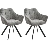 CLP 2er Set Esszimmerstuhl Scott I Samt oder Stoff I Sessel mit Metallgestell I dunkelgrau Material Stoff