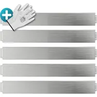 Gardebruk Rasenkante verzinkt 5m 10m 15m 20m 25m 30m 35m 40m 45m 50m 100x15cm oder 100x18cm verzinkt Handschuhe Beeteinfassung Mähkante Palisade Metall, Silber (Länge 5m – Höhe 18cm)