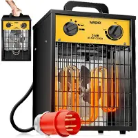 MASKO Elektroheizer Heizlüfter Bauheizer mit integriertem Thermostat elektrisch Heizgerät mit 3 Heizstufen Heizgebläse für Innen- und Außeneinsatz Überlastschutz Elektroheizgebläse