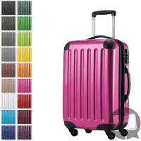 Hauptstadtkoffer Alex - Handgepäck-Koffer mit Erweiterung Kabinentrolley 4 Rollen, Bordgepäck für jede Airline, Reisetrolley Größe S Hartschale glänzend, 55 cm, 42 Liter,Magenta