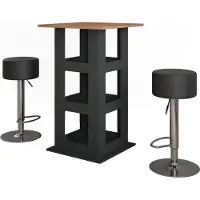 Vicco Bartisch-Set Repose Goldkraft Eiche/Anthrazit 65 x 65 cm mit 2 Barhockern, Model 55737