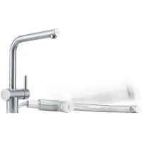 Franke Edelstahl Hochdruck Armatur, Wasserhahn Atlas Neo Window Schwenk Edelstahl Seitenbedienung 115.0521.436 - inkl.