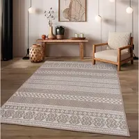 TT Home In-& Outdoor Teppich Wetterfest Balkon Küche Wohnzimmerteppich Boho Geometrisches Design Skandi Modern Größe 80x250 cm