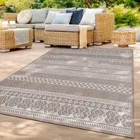 TT Home In-& Outdoor Teppich Wetterfest Balkon Küche Wohnzimmer Boho Rauten Design Größe 80x250 cm