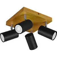 Etc-shop Deckenstrahler, Holz, schwarz-matt, Spots verstellbar, L 22 cm