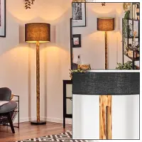Hofstein Schiavonea Stehlampe aus Holz/Metall und Schirm aus Stoff