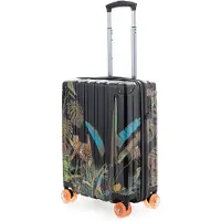 Hauptstadtkoffer Q-Damm - Handgepäck Koffer Hartschale glänzend, Flugzeug Trolley 4 Rollen Kabinenkoffer, Hand Luggage TSA, 54 cm, 38 L, Jungle Edition,Leopard