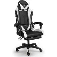 Trisens Chefsessel Stuhl Home Office Chair Racing Bürostuhl Sportsitz Büro Stuhl,Farbe:Schwarz/Weiß
