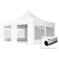 TOOLPORT 5x5m Aluminium Faltpavillon, inkl. 4 Seitenteile, weiß