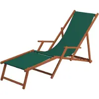 Erst-Holz Liegestuhl Sonnenliege grün Fußablage Gartenliege Holz Deckchair Strandstuhl Gartenmöbel 10-304 F