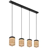 Etc-shop Hängeleuchte, Metall, MDF, braun, 4 Flammig, H 120 cm