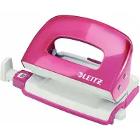 Leitz NeXXt Series WOW Metal Mini Hole Punch, 10 Blätter, Metallisch, Pink, Weiß, Metall, 220 g, 67 x 100 x 71 mm